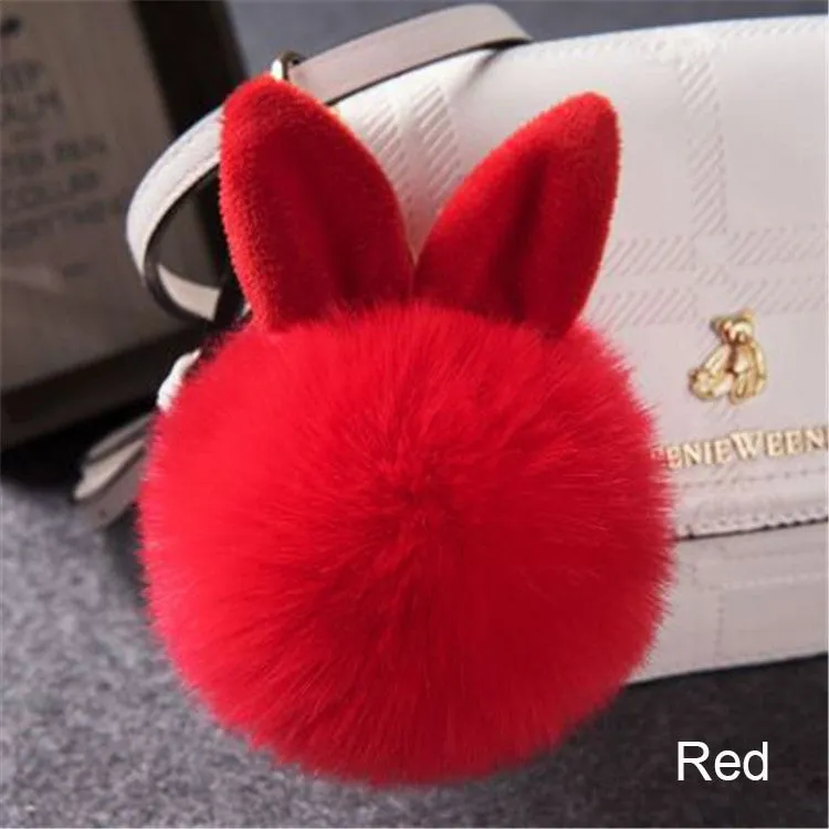 Synthetic Rabbit fur Pom Pom Keychain Charm