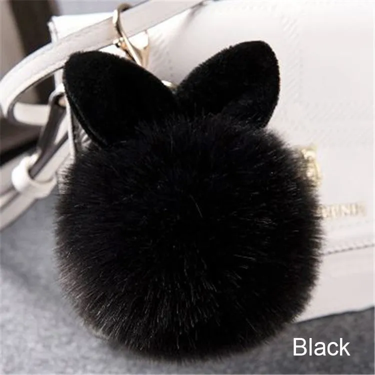 Synthetic Rabbit fur Pom Pom Keychain Charm