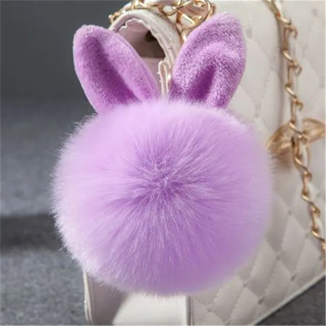 Synthetic Rabbit fur Pom Pom Keychain Charm