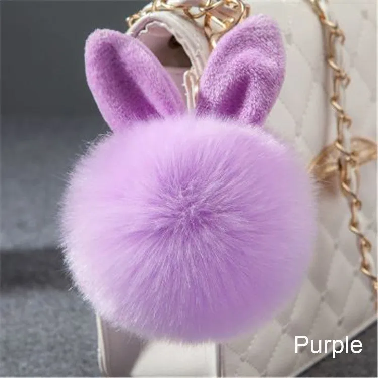 Synthetic Rabbit fur Pom Pom Keychain Charm