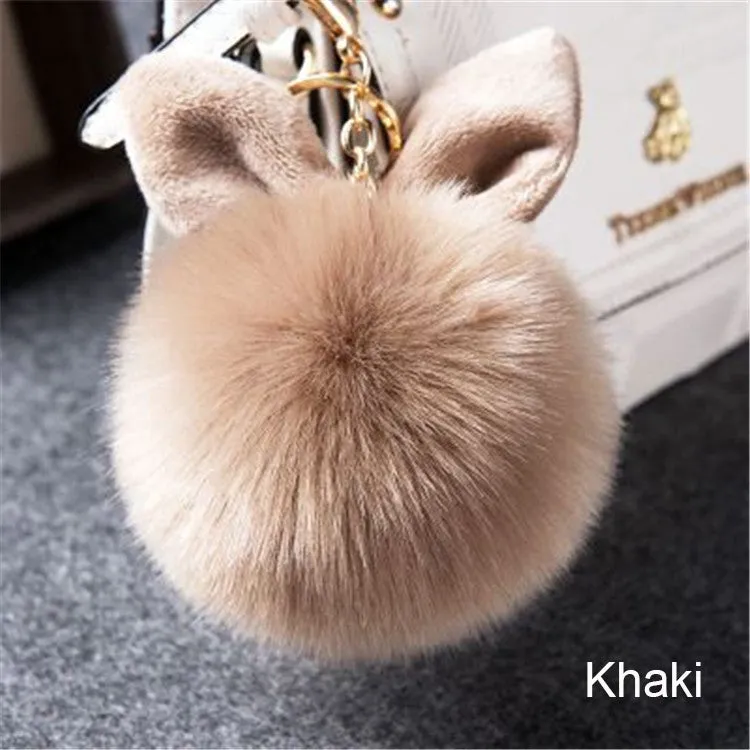 Synthetic Rabbit fur Pom Pom Keychain Charm