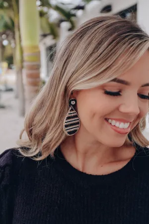 Tears of Gold Beaded Earrings - Gold/Black