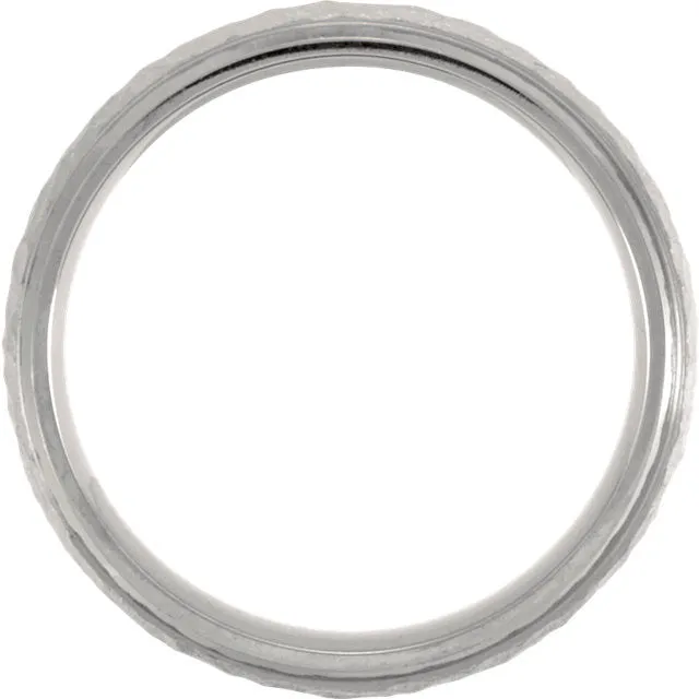 Titanium & 14k Rose Gold Immerse Plated 7mm Hammered Finish Beveled Edge Band