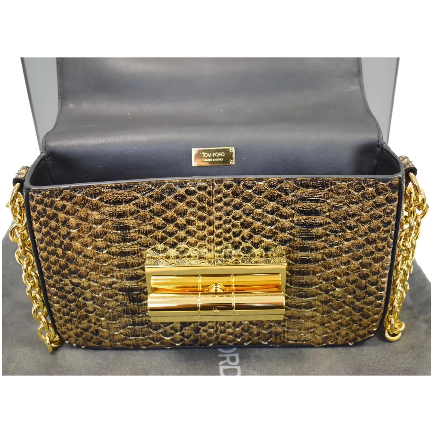 TOM FORD Natalia Medium Chain Turnlock Shoulder Bag Antique Gold