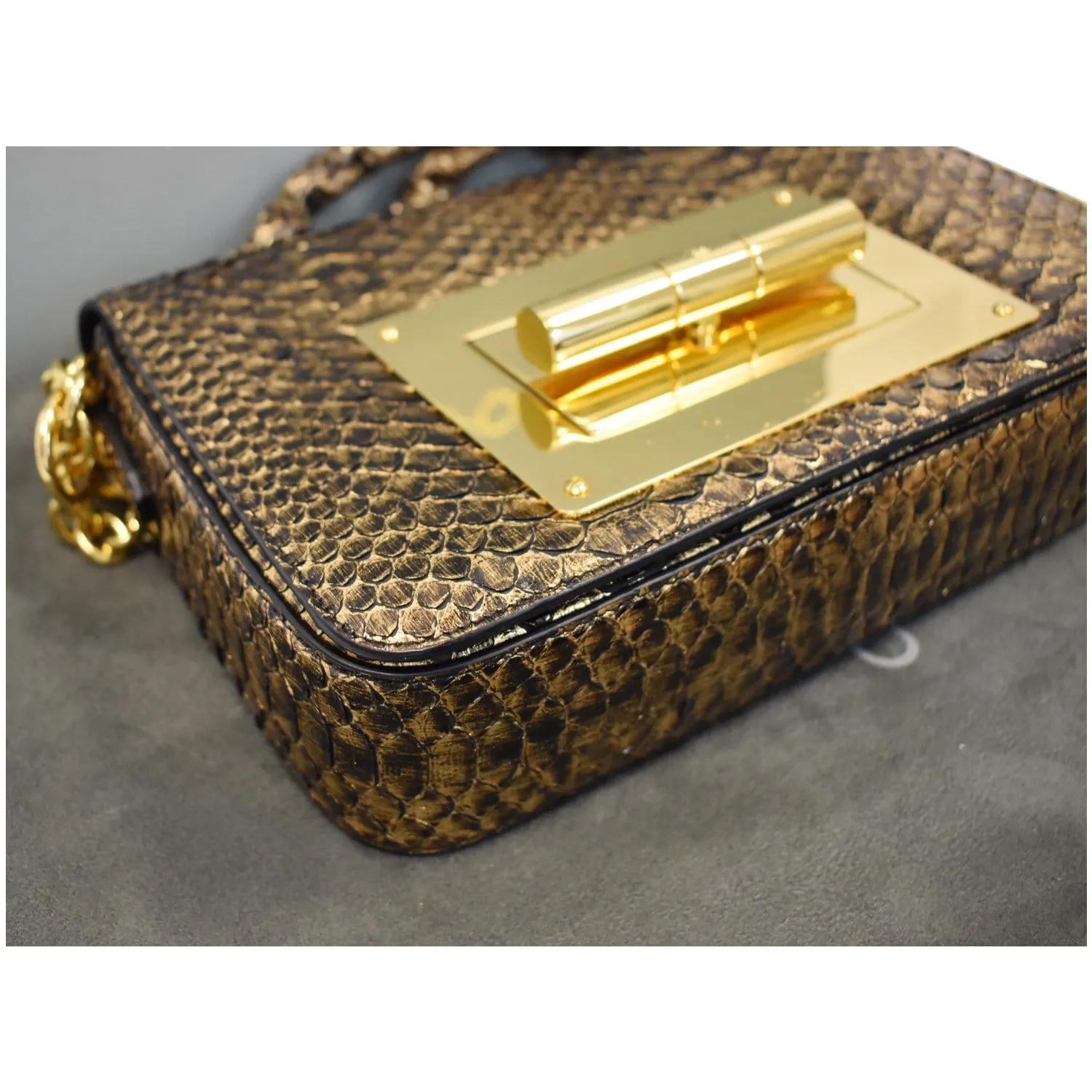 TOM FORD Natalia Medium Chain Turnlock Shoulder Bag Antique Gold