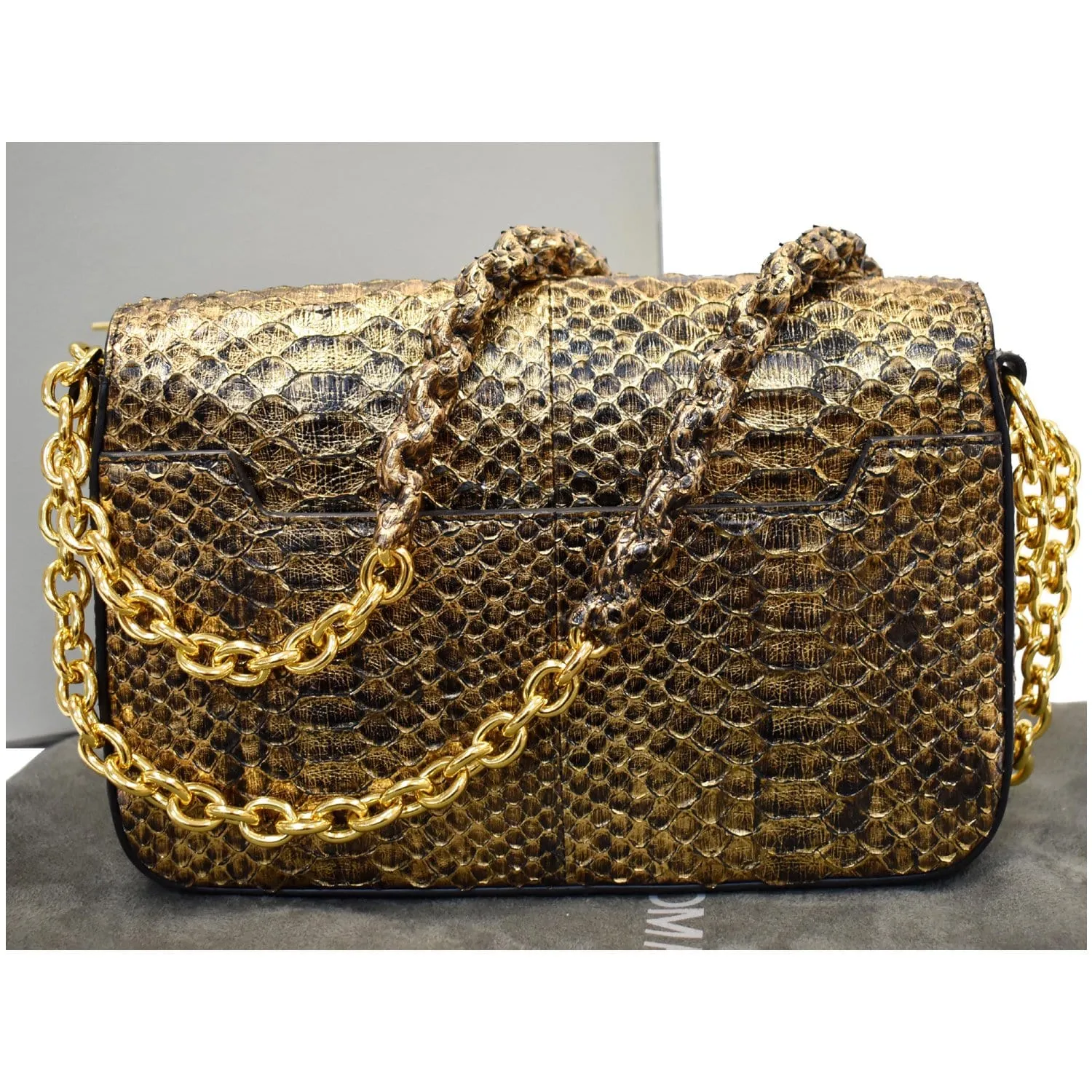TOM FORD Natalia Medium Chain Turnlock Shoulder Bag Antique Gold