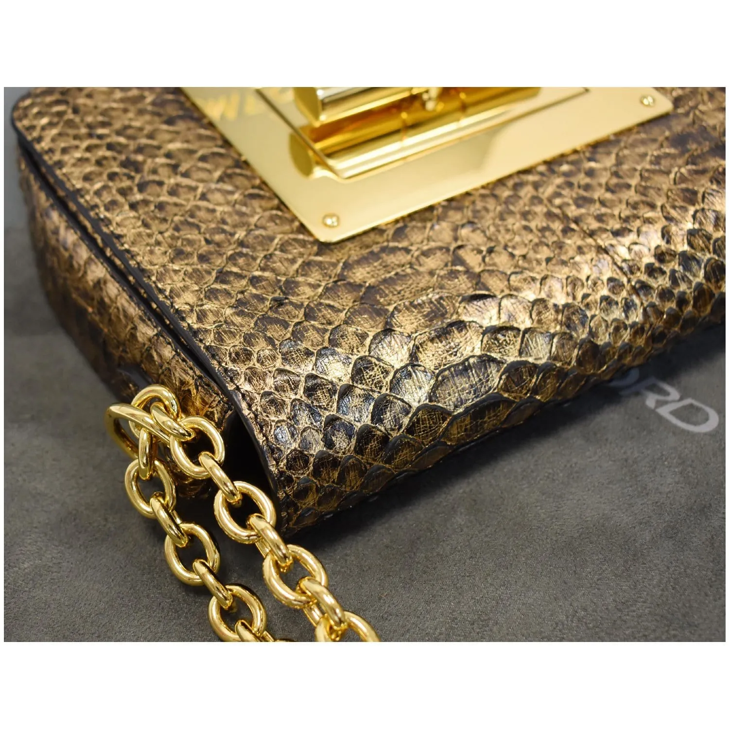 TOM FORD Natalia Medium Chain Turnlock Shoulder Bag Antique Gold