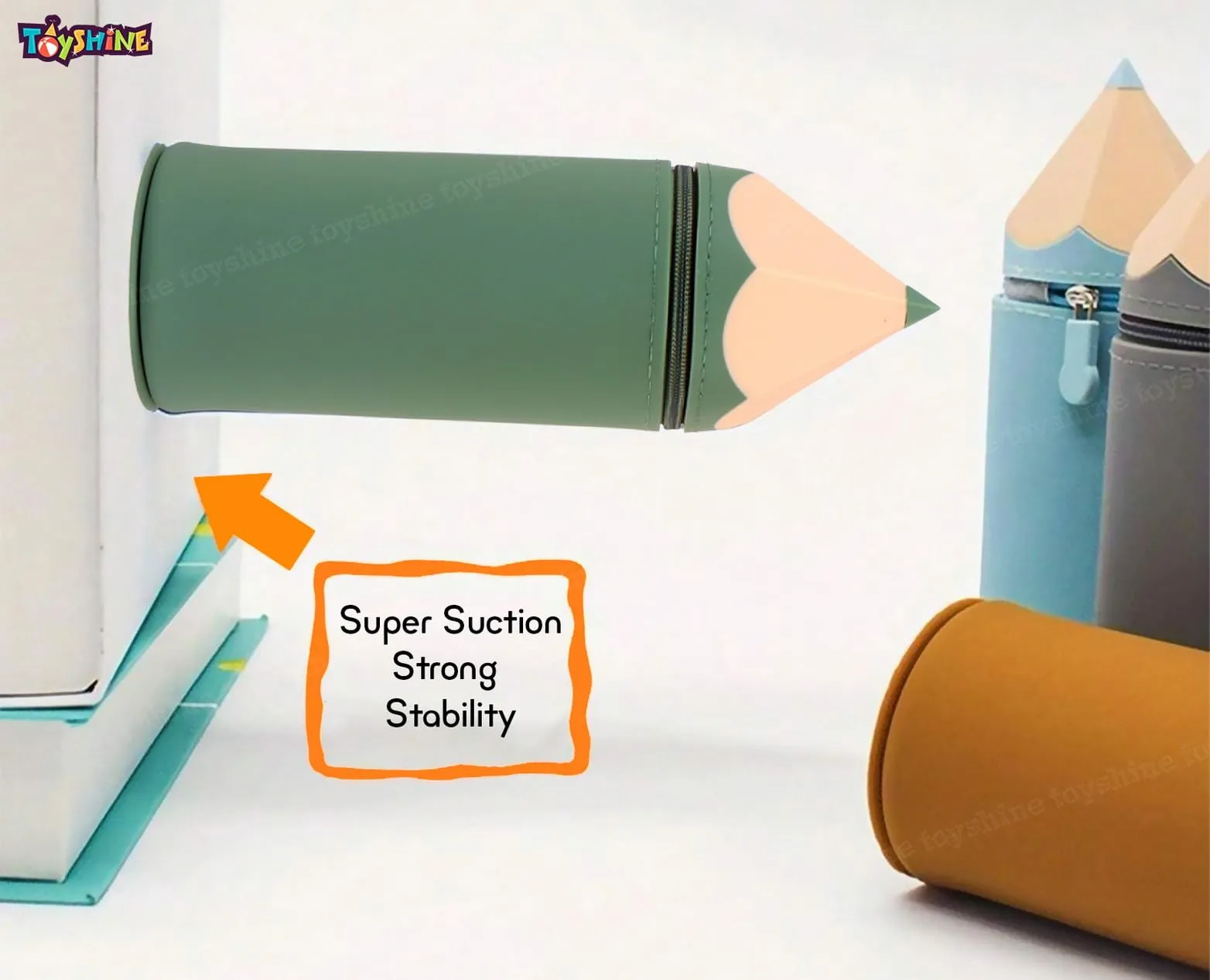 Toyshine Pencil Shaped Pencil Pouch Portable Pencil Bag with Zipper Cute Pen Pouch Bag for Kids Gift Stationery -Green