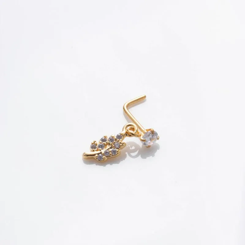 Trendy CZ Inlaid Stainless Steel Cherry Cross Sun Nose Piercing Nose Stud