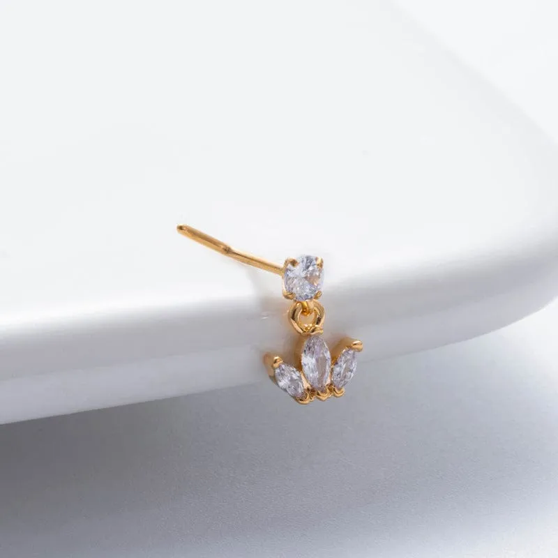 Trendy CZ Inlaid Stainless Steel Cherry Cross Sun Nose Piercing Nose Stud