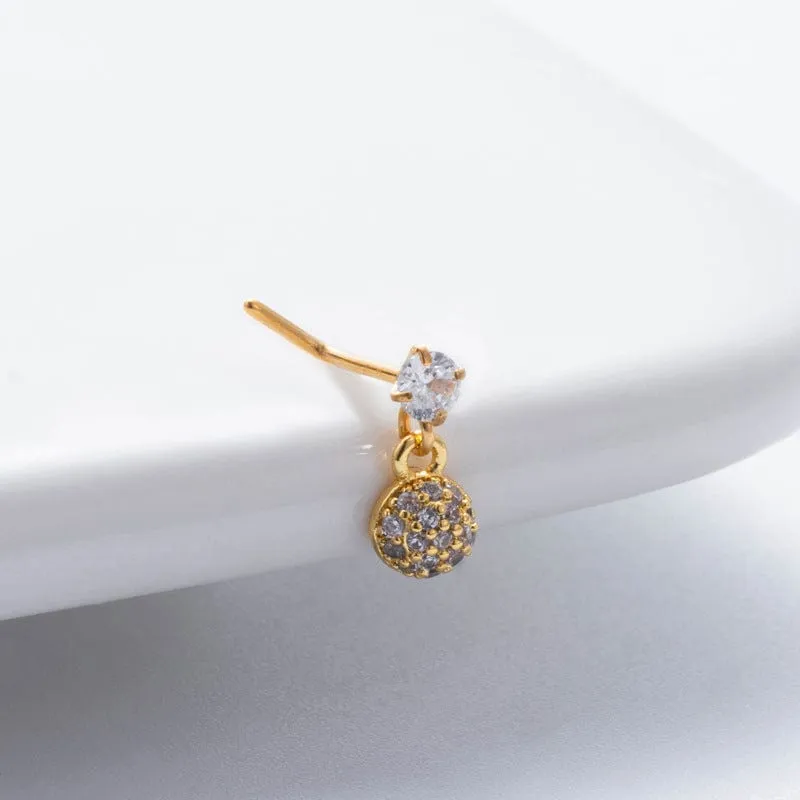 Trendy CZ Inlaid Stainless Steel Cherry Cross Sun Nose Piercing Nose Stud