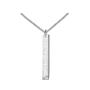 Trendy Hollow Name Engrave 925 Sterling Silver Bar Necklace & Pendants Personalized Christmas Jewelry