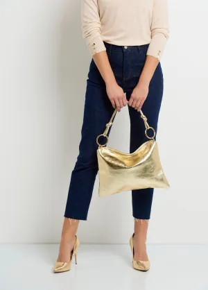 Trendy metallic leather handbag