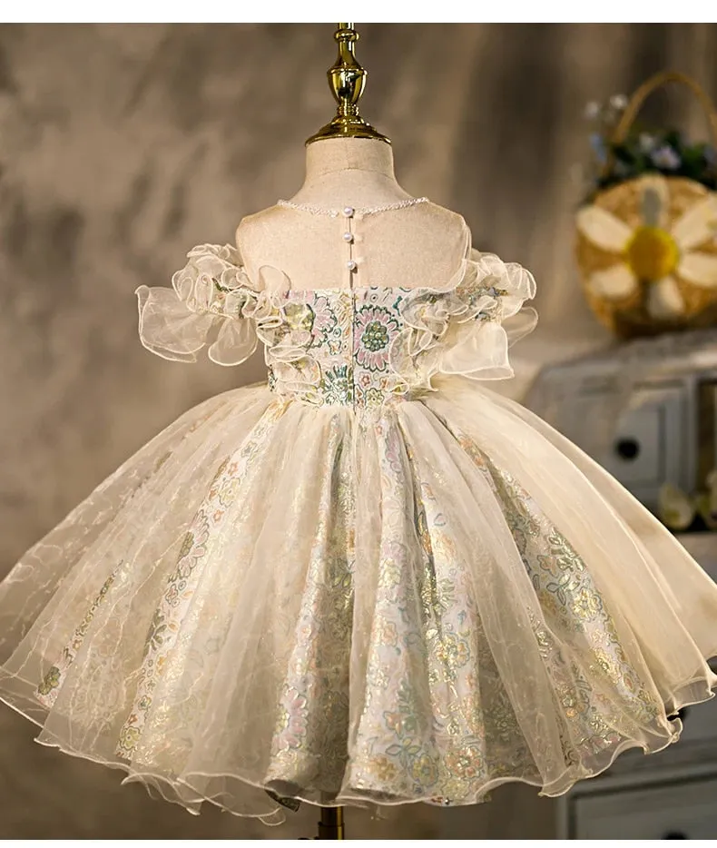 Tutu Princess Ball Gown Lace Tulle Baby 1st Birthday Party Wedding Flower Girl Dress