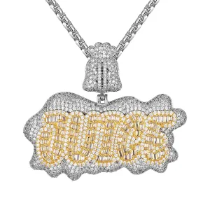 Two Tone JUICE Money Dollar Bag Icy Sterling Silver Mens Pendant