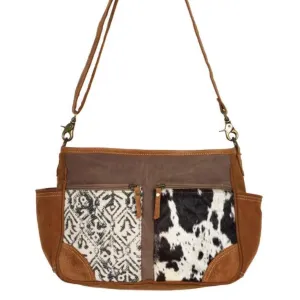 Two-Tone Upcycled Canvas & Cowhide Leather Messenger Bag