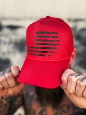 USA FLAG CURVED BILL RED HAT