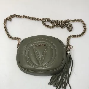 Valentino V army Green Leather fringe zip chain bag
