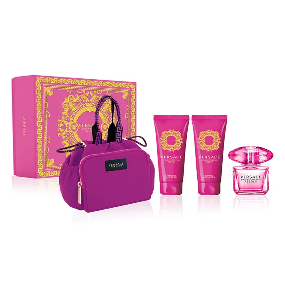 Versace Bright Crystal Absolu Eau De Parfum Gift Set With Handbag For Women