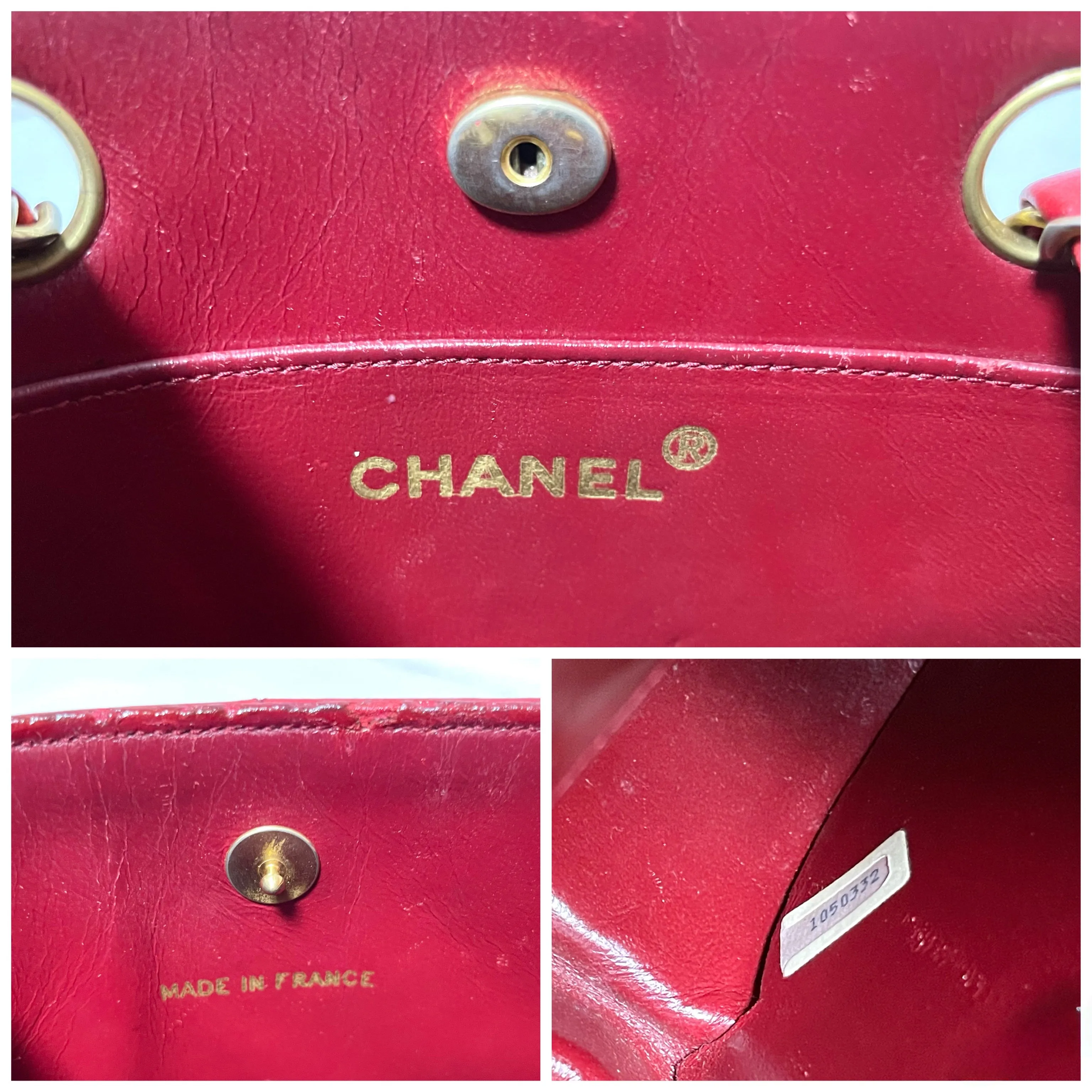 Vintage Chanel red lambskin chain shoulder bag with CC mark and gold chain in rare and unique round shape. 060723ac3