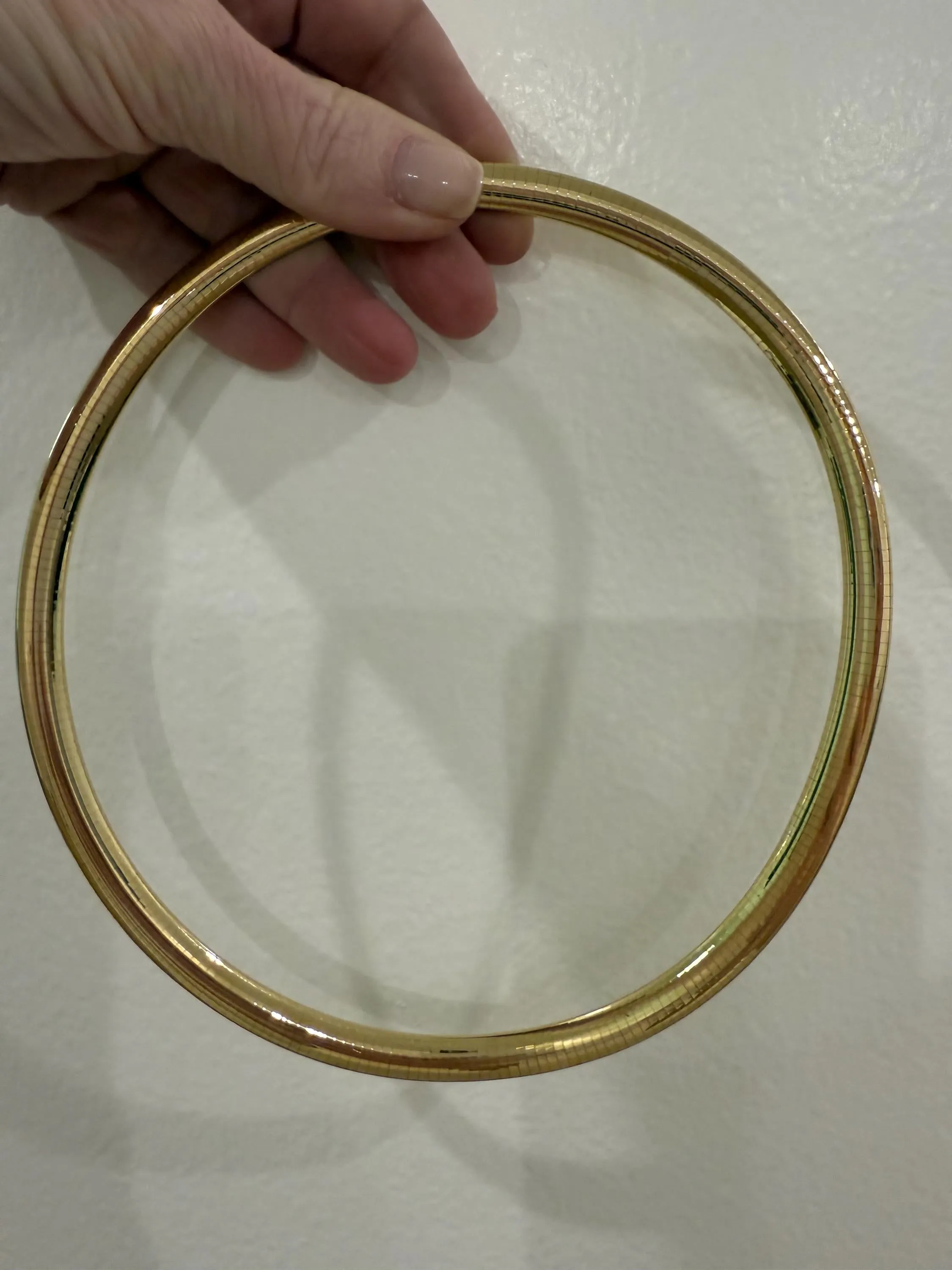 Vintage Italian Solid 14K Yellow Gold Omega Necklace, 19 inch, 8mm wide.