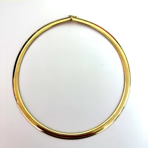 Vintage Italian Solid 14K Yellow Gold Omega Necklace, 19 inch, 8mm wide.
