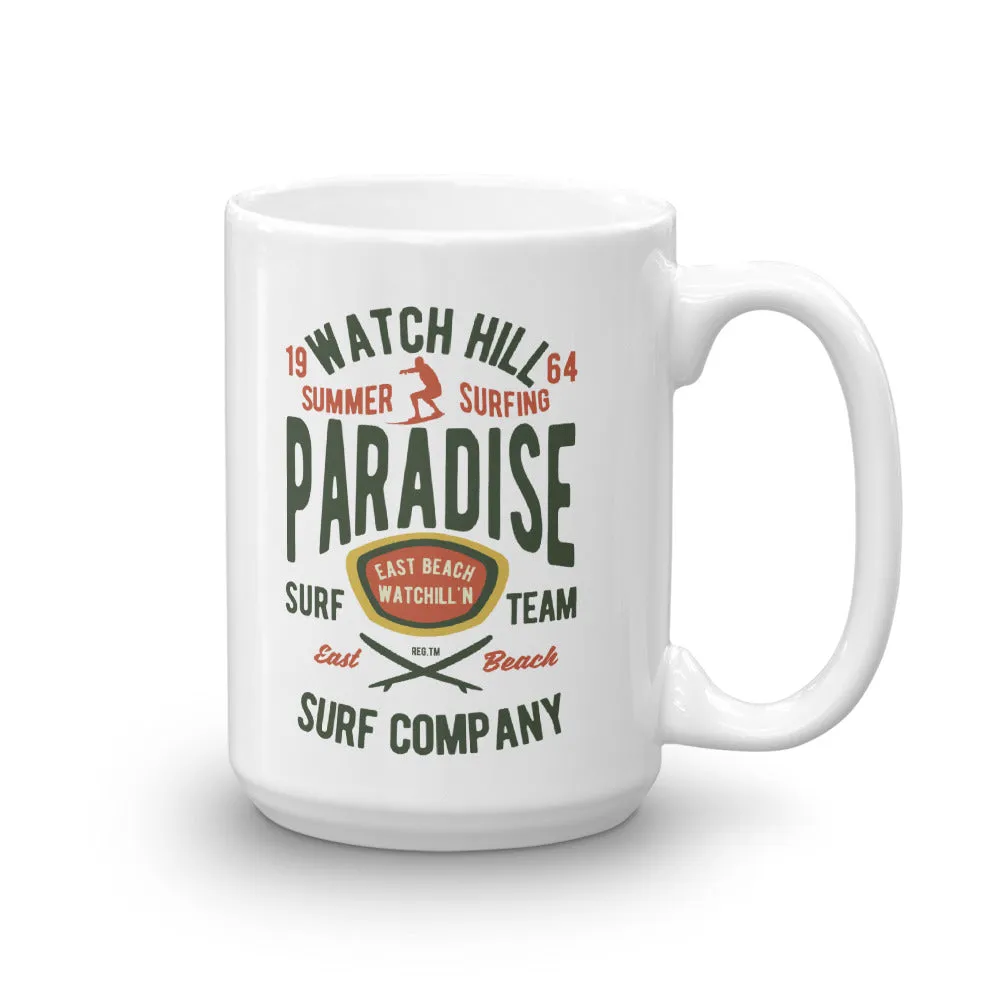 Watchill'n 'Summer Surfing' Ceramic Mug - (Green/Terracotta)