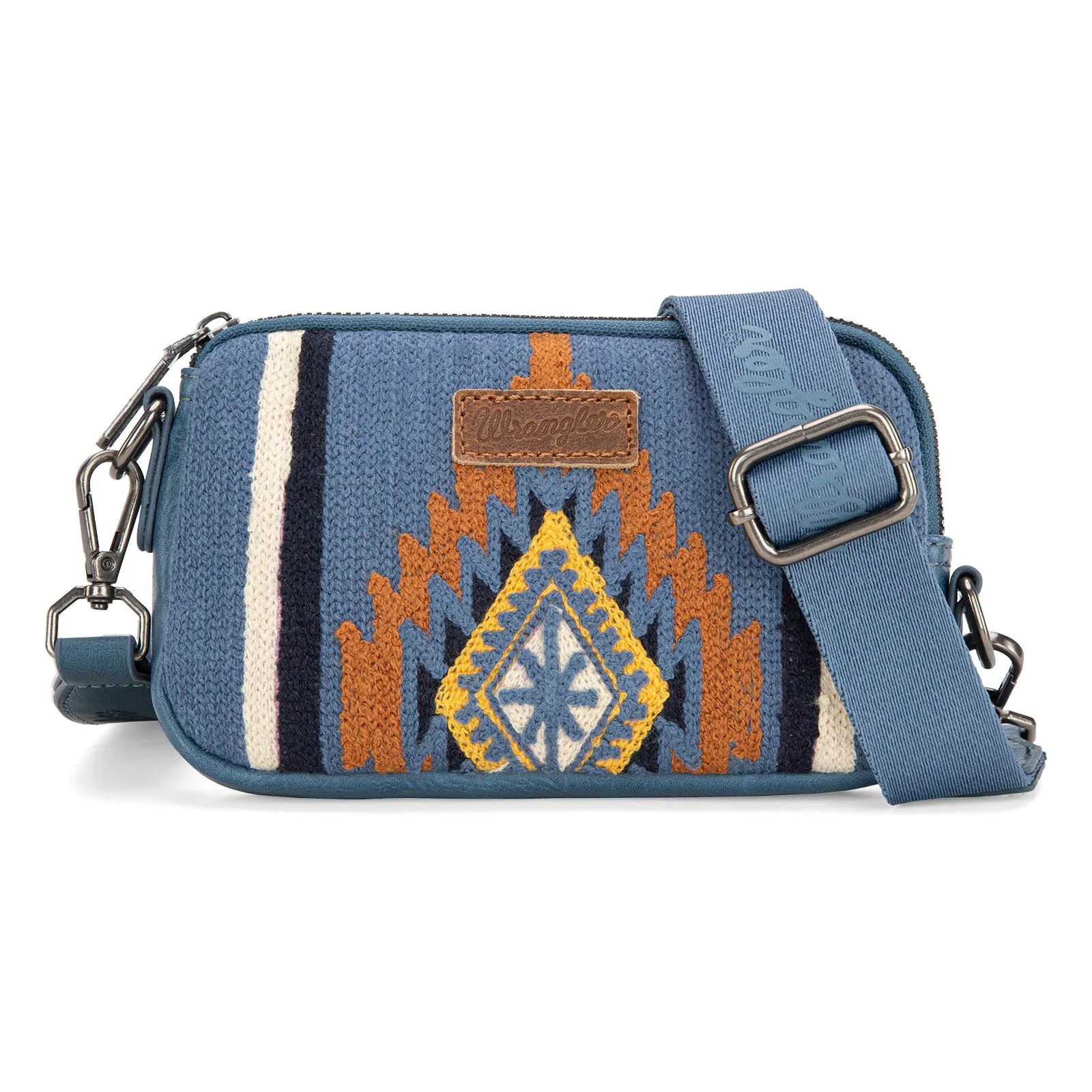 WG174-1833   Wrangler Southwestern Knitted Mini Crossbody/Wallet - Jean
