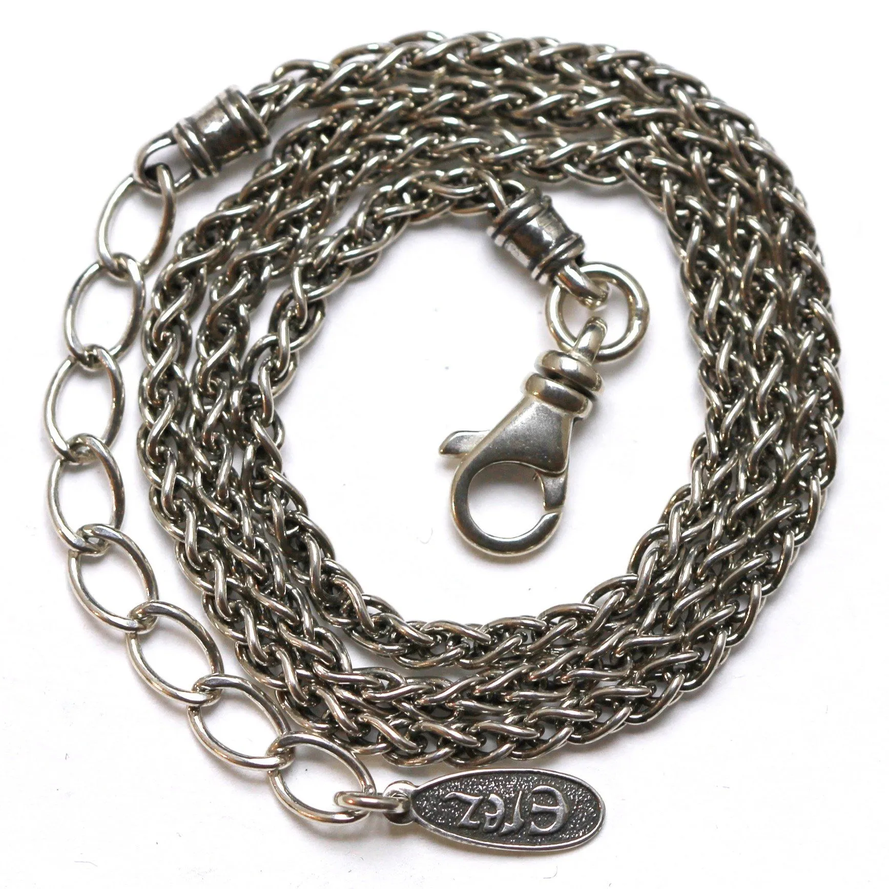 Wheat, Sterling Silver Chain, 3mm, 17"   2"