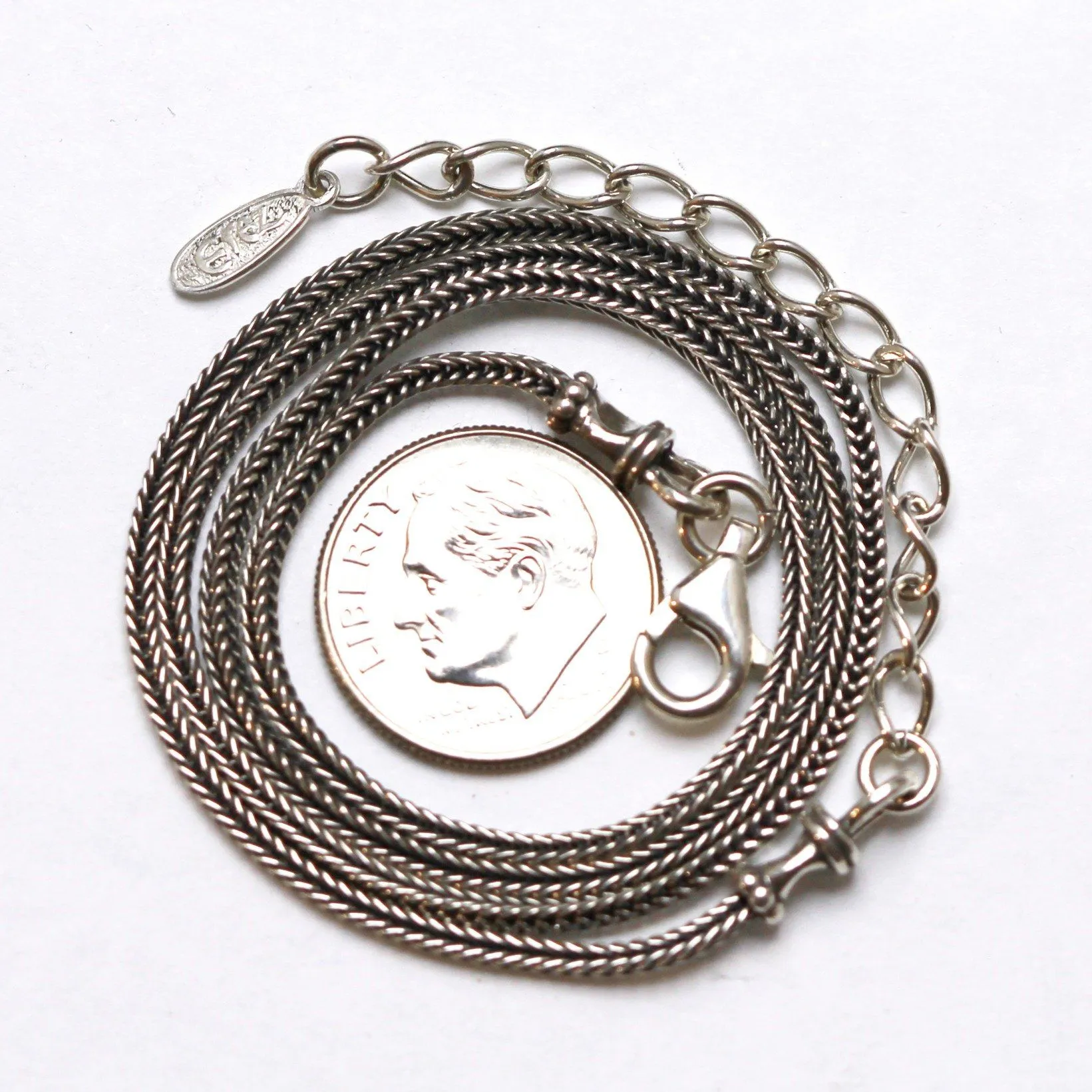 Wheat, Sterling Silver Chain, 4mm, 17"   2"