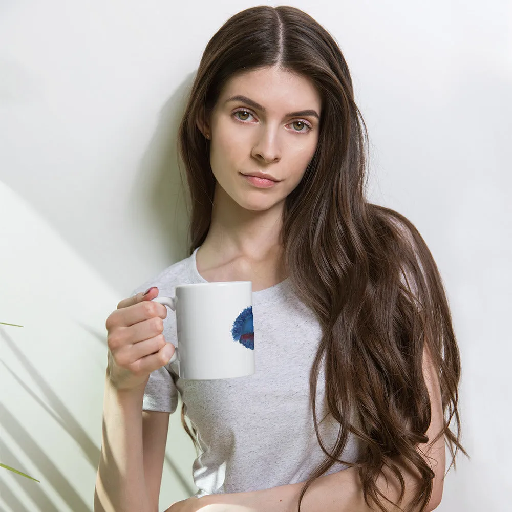 White glossy mug a beta fish