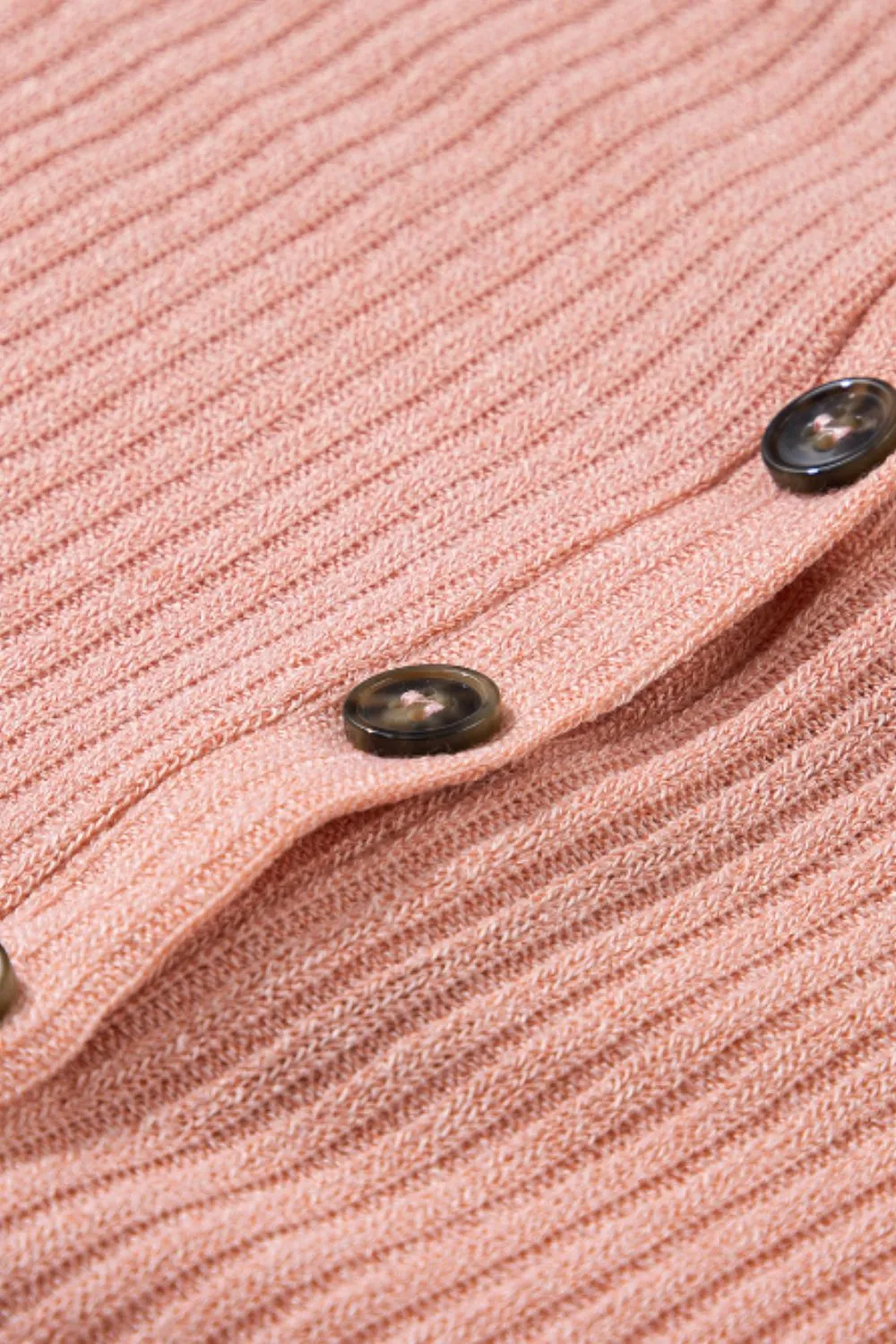 Whitley Quarter Button Round Neck Dropped Shoulder Knit Top