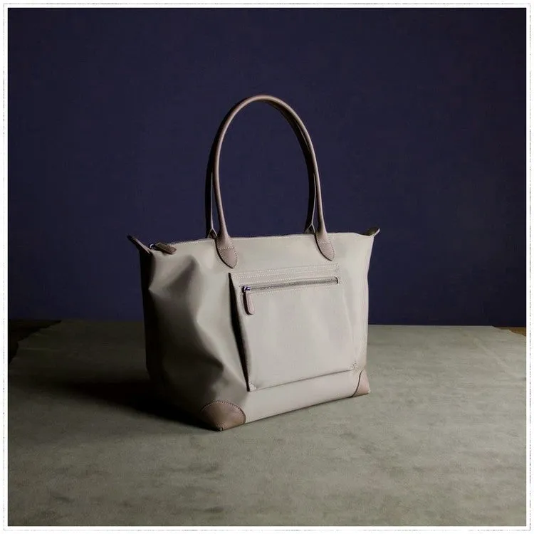 Womens Khaki Nylon Shoulder Tote Large Khaki Nylon Handbag Purse for Ladies