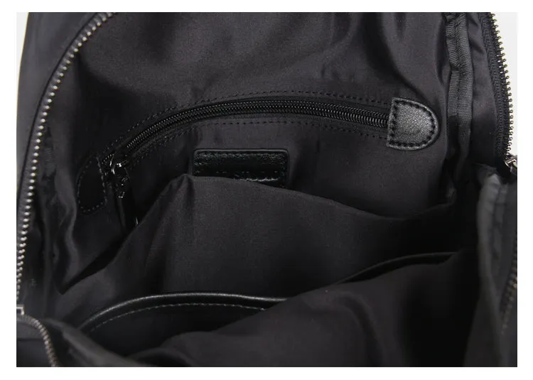 Womens Nylon Backpack Black Travel Backpack Bag Nylon Black School Rucksack for Ladies