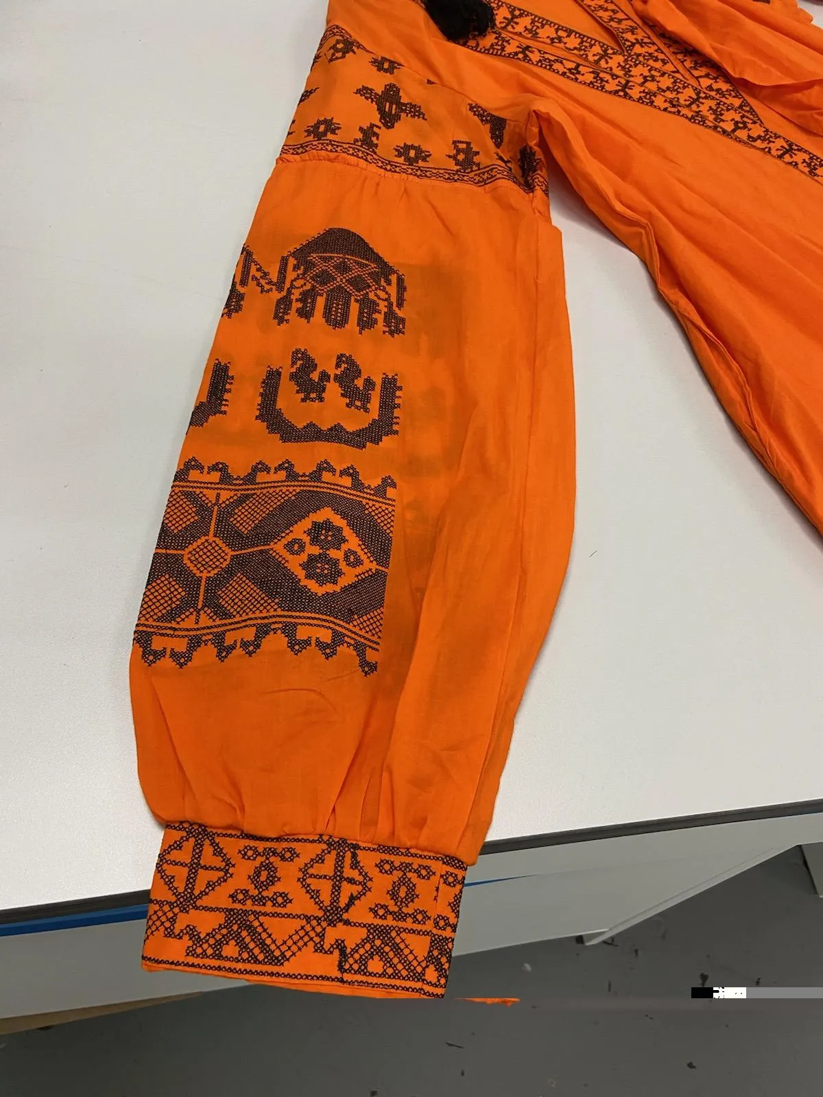 Women's Orange V Neck Long Sleeve Dress