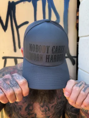 WORK HARDER GREY FLEXFIT HAT