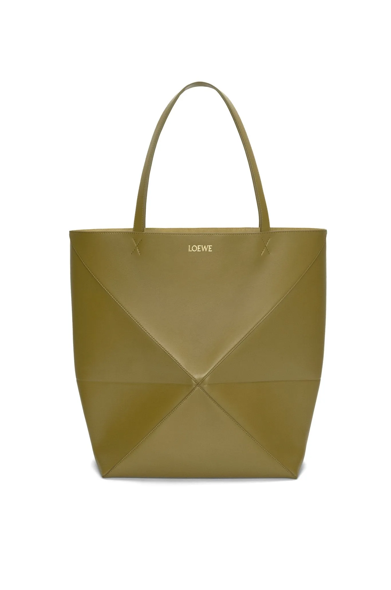 XL Puzzle Fold Tote In Shiny Calfskin